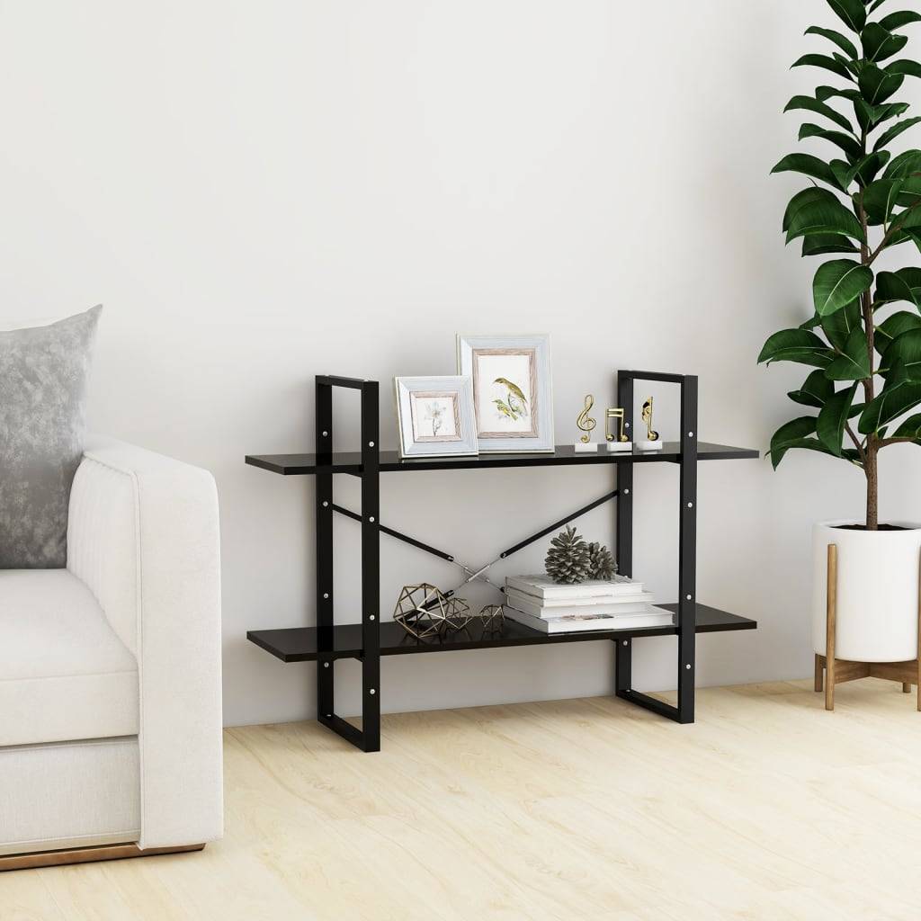 vidaXL Bücherregal 2 Fächer Schwarz 100x30x70 cm Holzwerkstoff