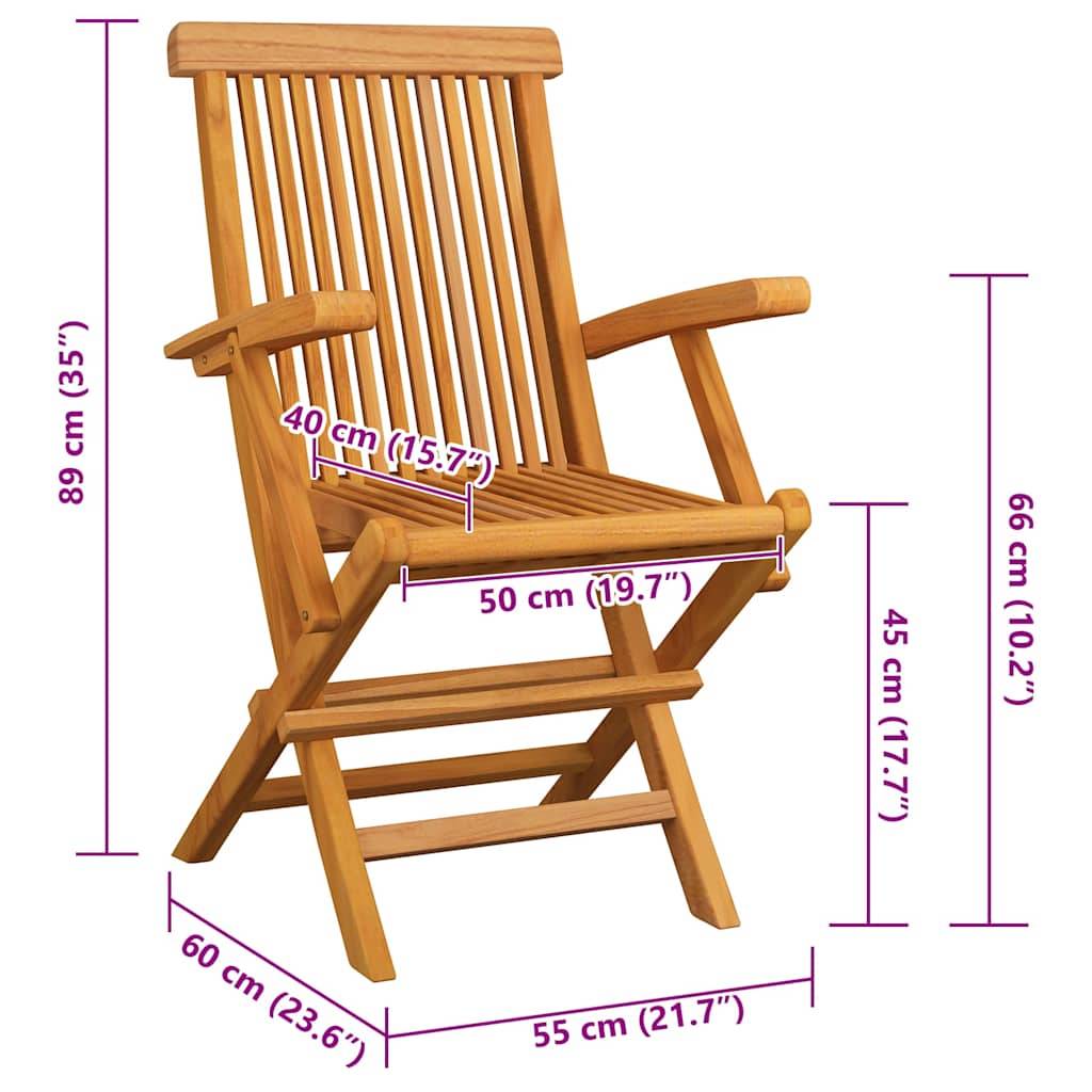 vidaXL Gartenstühle mit Taupe Kissen 4 Stk. Massivholz Teak