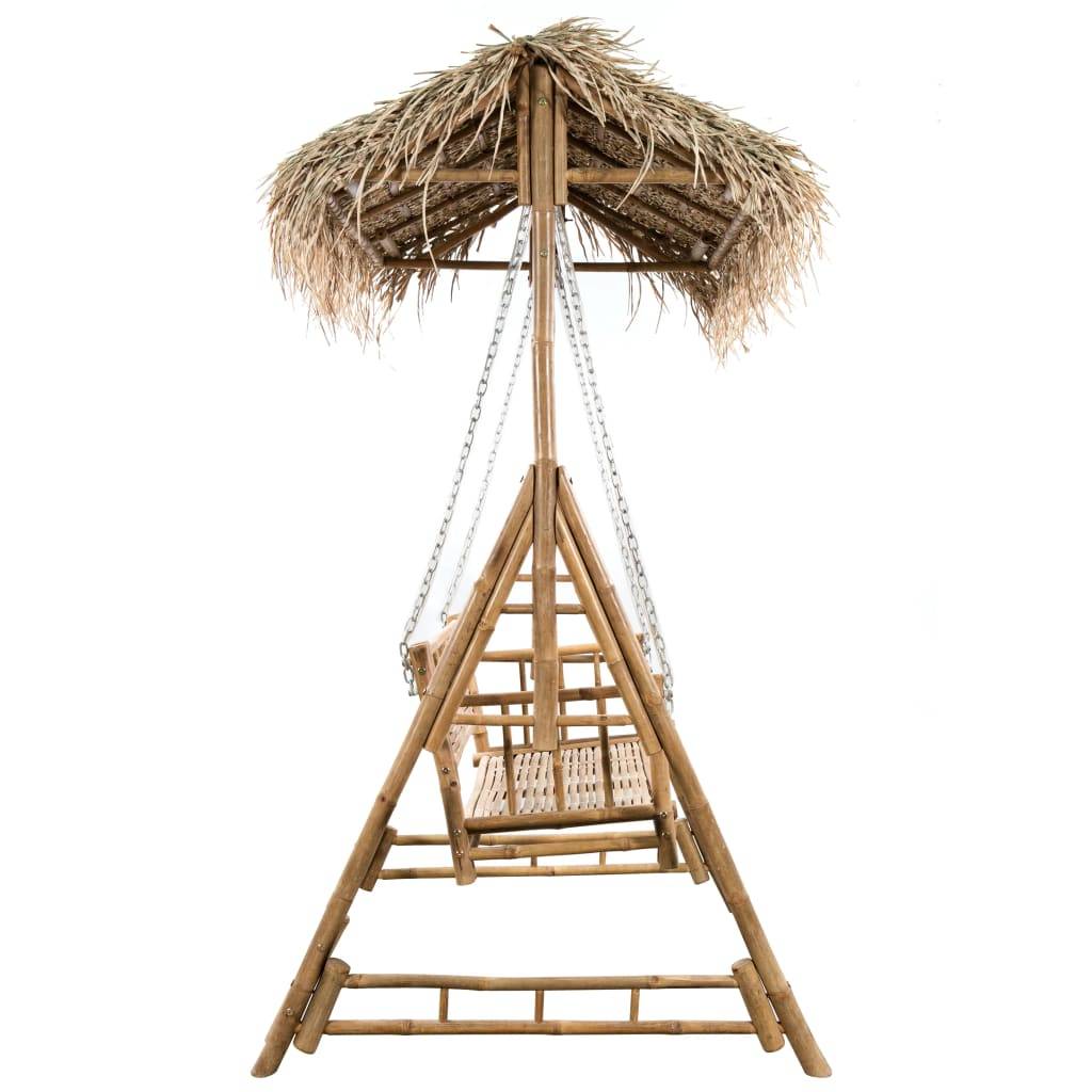 vidaXL Hollywoodschaukel mit Palmblättern und Kissen 202 cm Bambus