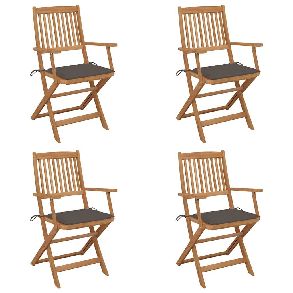 vidaXL Klappbare Gartenstühle 4 Stk. mit Kissen Massivholz Akazie