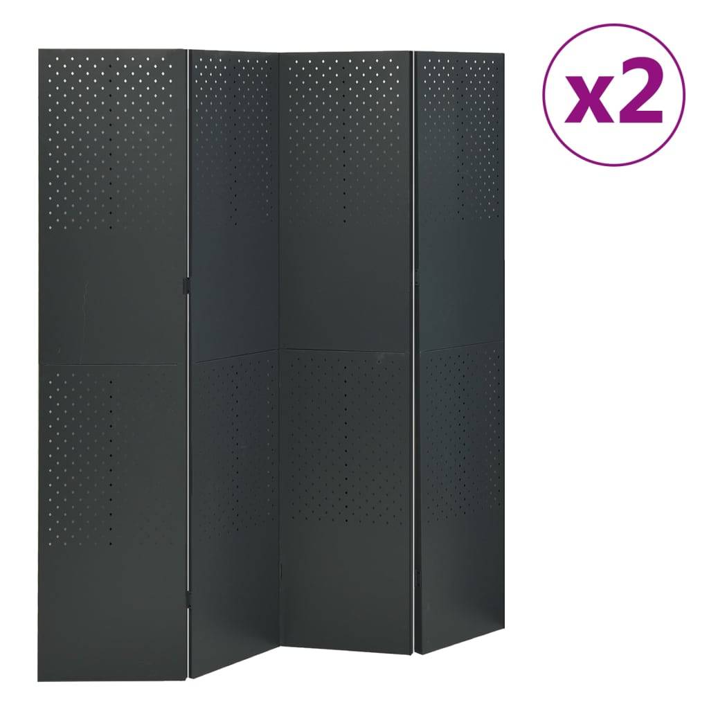 vidaXL 4-tlg. Raumteiler 2 Stk. Anthrazit 160x180 cm Stahl