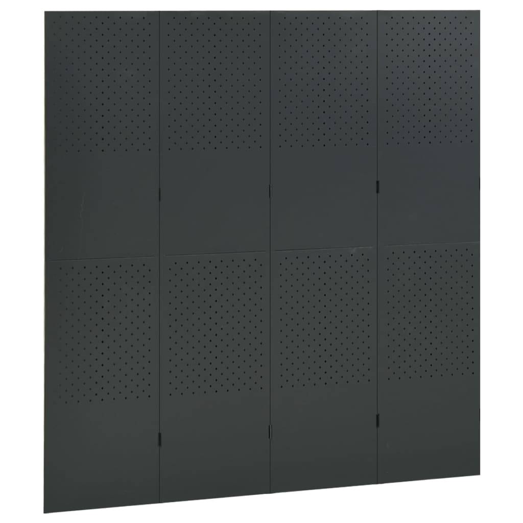 vidaXL 4-tlg. Raumteiler 2 Stk. Anthrazit 160x180 cm Stahl