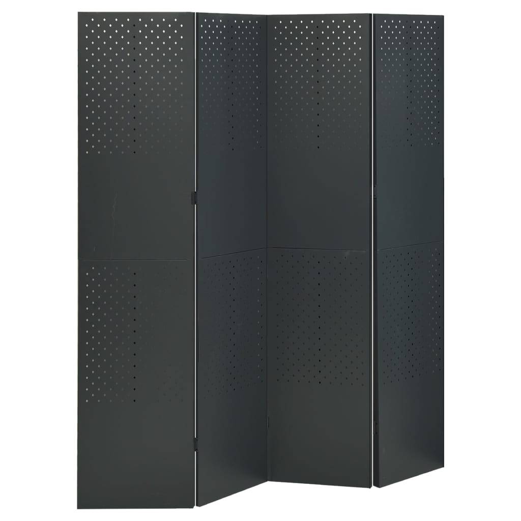 vidaXL 4-tlg. Raumteiler 2 Stk. Anthrazit 160x180 cm Stahl