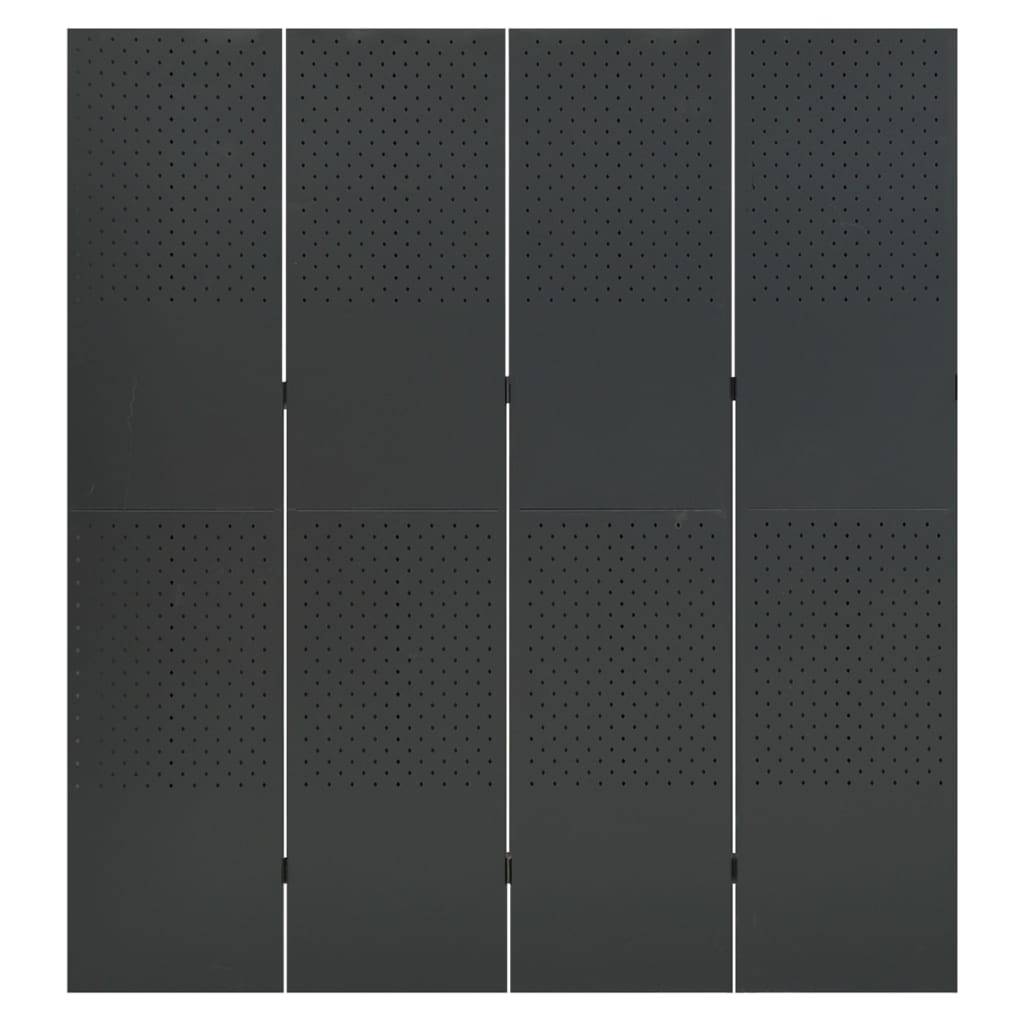 vidaXL 4-tlg. Raumteiler 2 Stk. Anthrazit 160x180 cm Stahl