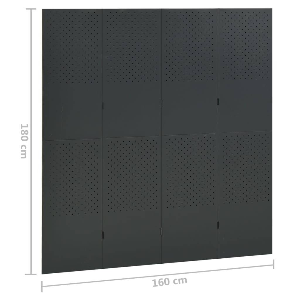vidaXL 4-tlg. Raumteiler 2 Stk. Anthrazit 160x180 cm Stahl