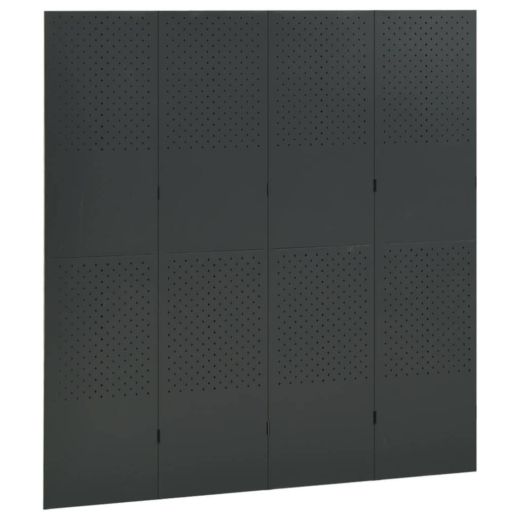 vidaXL 4-tlg. Raumteiler Anthrazit 160x180 cm Stahl