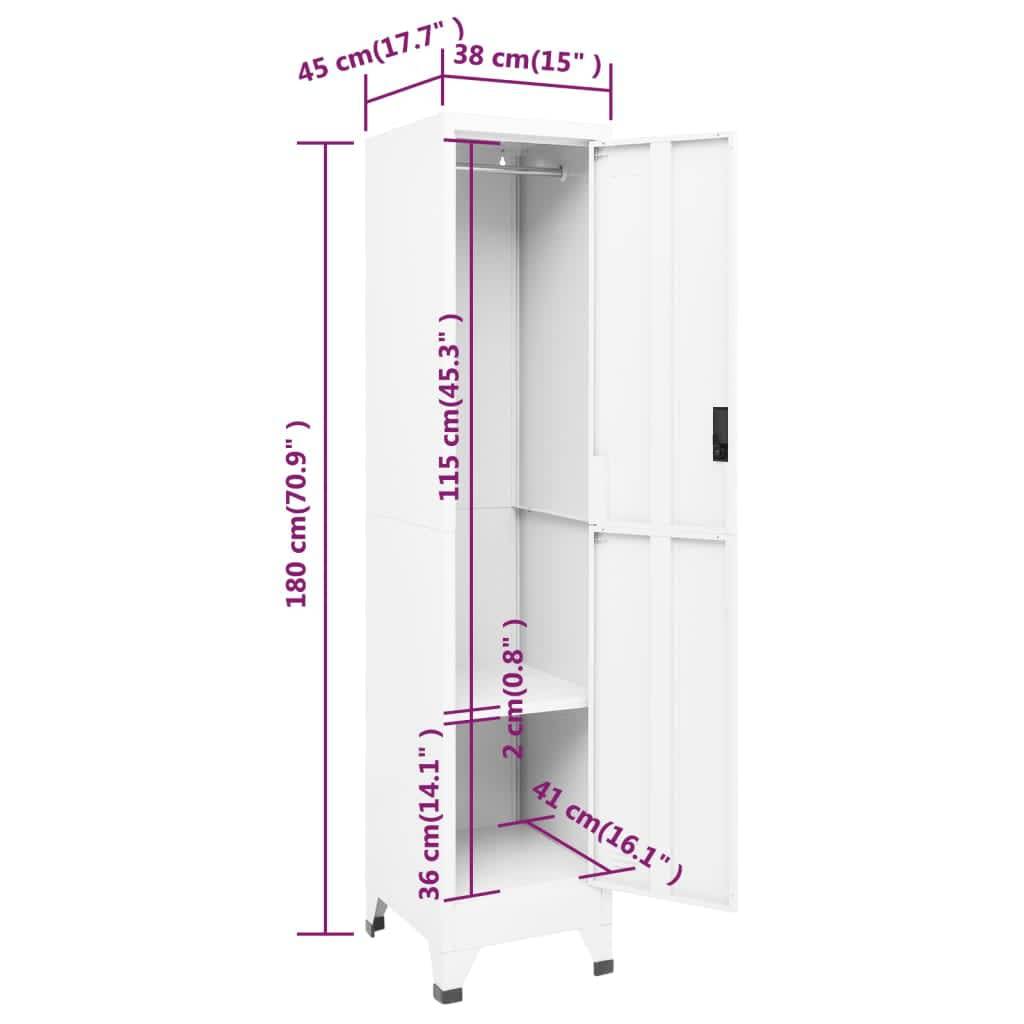 vidaXL Schließfachschrank Weiß 38x45x180 cm Stahl