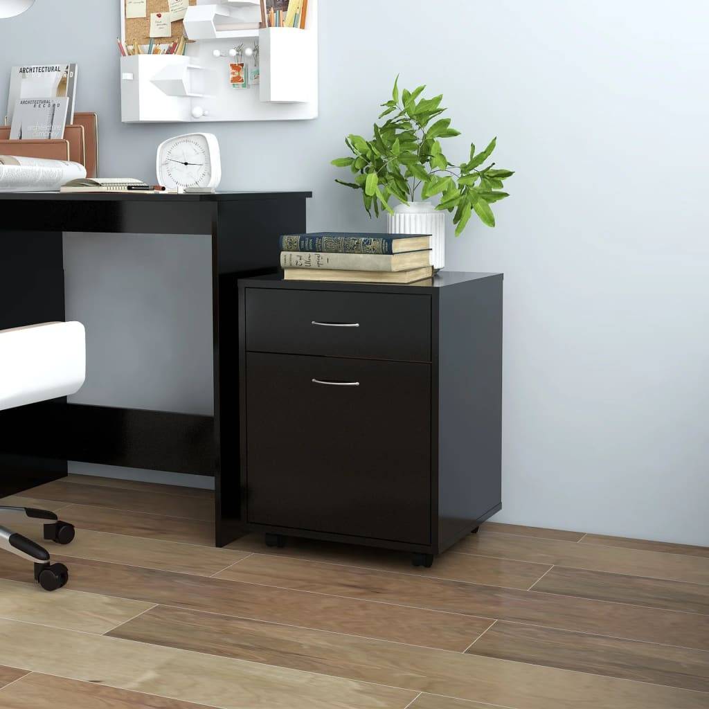 vidaXL Rollschrank Schwarz 45x38x54 cm Holzwerkstoff