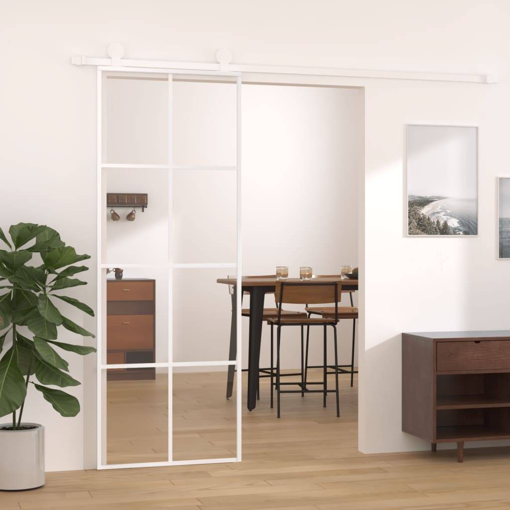 vidaXL Schiebetür ESG-Glas und Aluminium 76x205 cm Schwarz