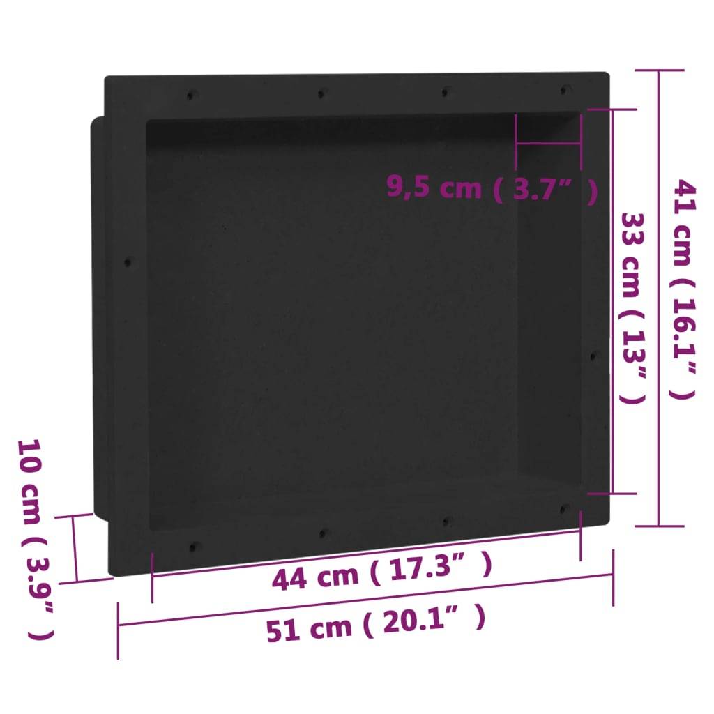 vidaXL Duschnische Mattschwarz 41x51x10 cm