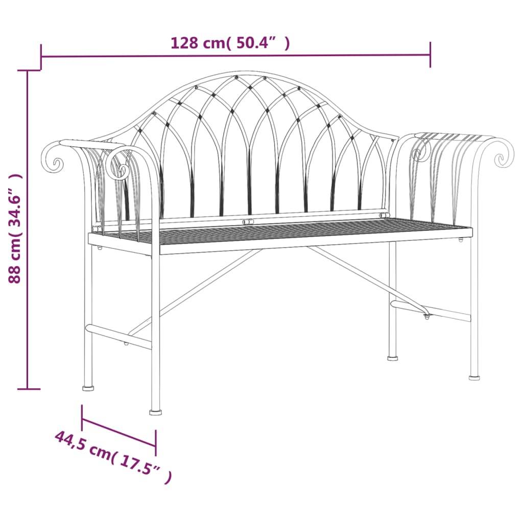vidaXL 2-Sitzer-Gartenbank 128 cm Schwarz Stahl