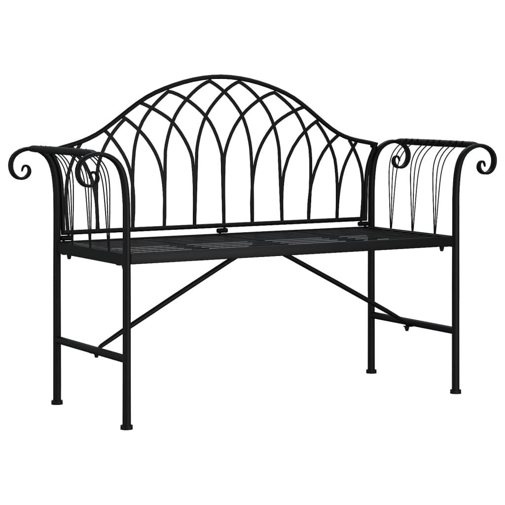 vidaXL 2-Sitzer-Gartenbank 128 cm Schwarz Stahl