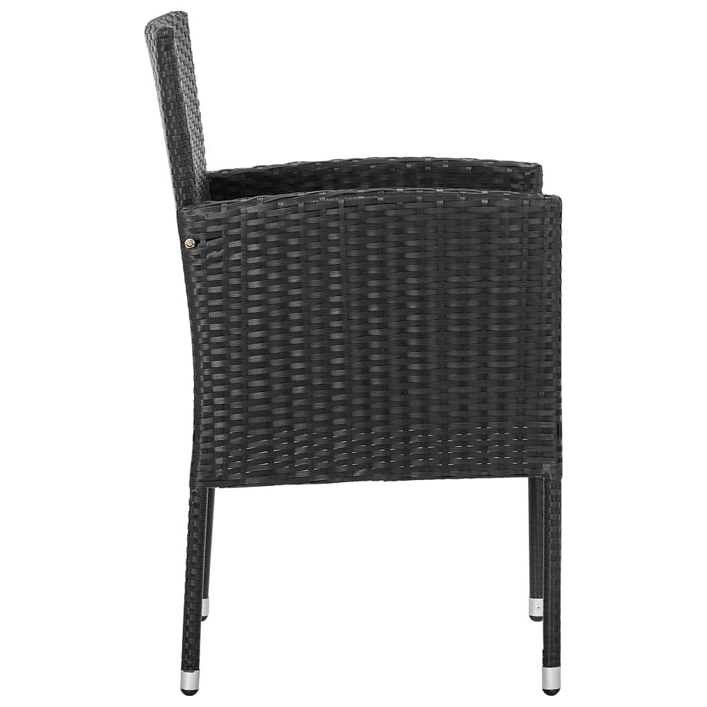 vidaXL Gartenstühle mit Kissen in Schwarz 4 Stk. Schwarz Polyrattan
