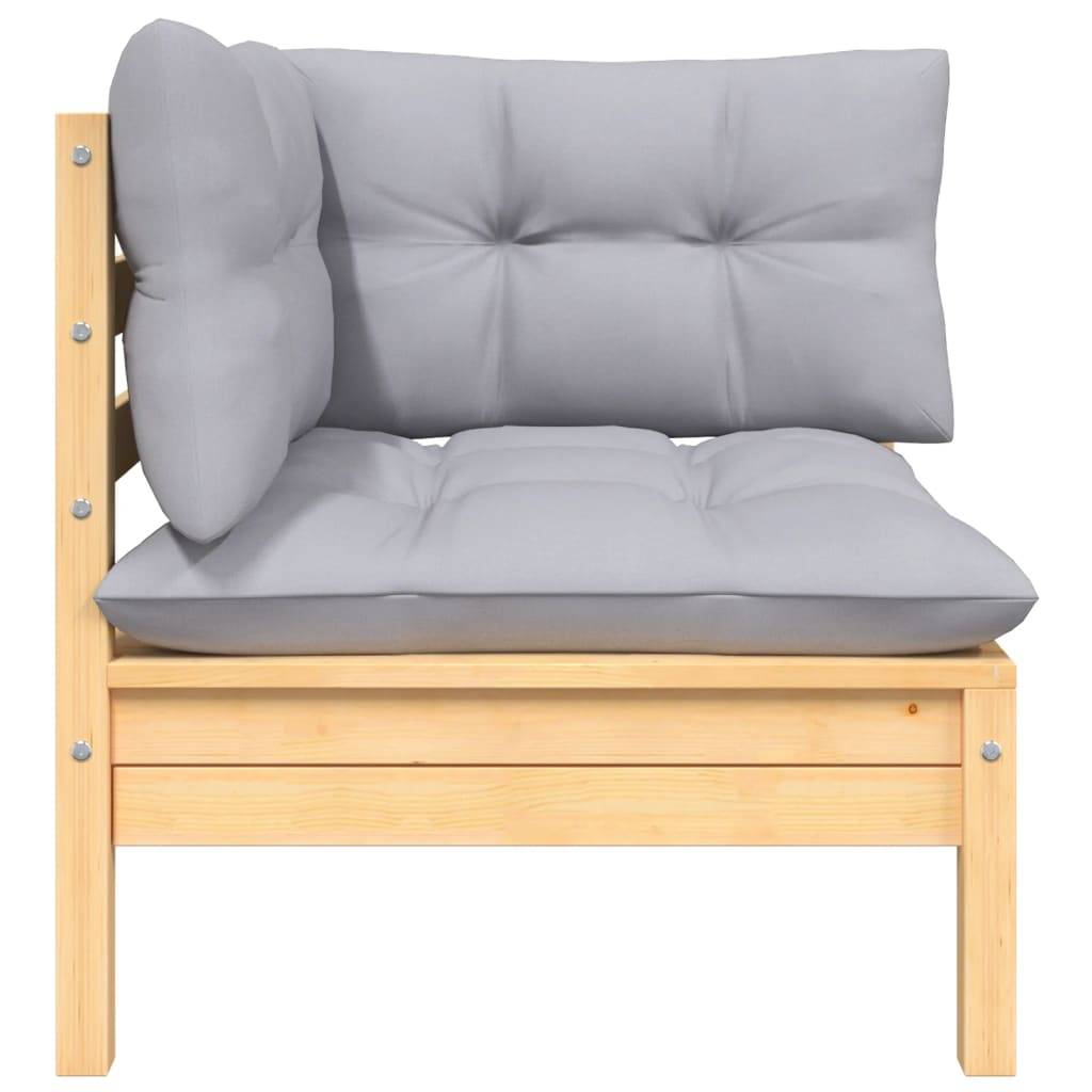 vidaXL 2-Sitzer-Gartensofa mit Grauen Kissen Massivholz Kiefer