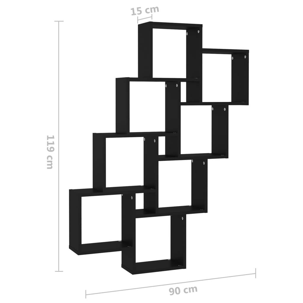 vidaXL Würfelregal Schwarz 90x15x119 cm Holzwerkstoff