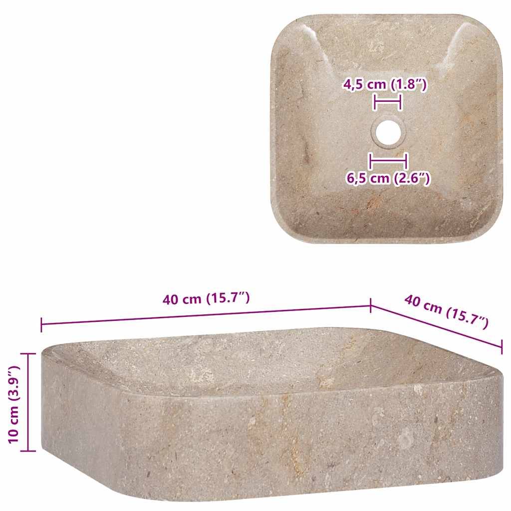 vidaXL Waschbecken Grau 40x40x10 cm Marmor