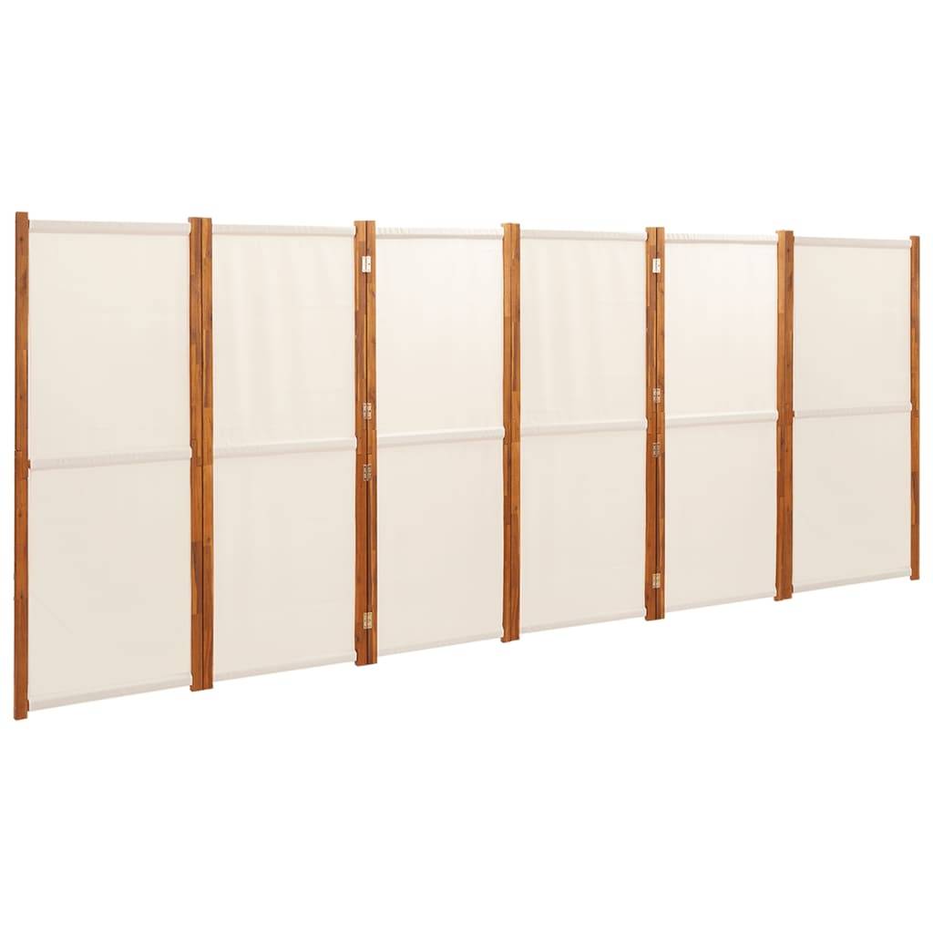 vidaXL 6-tlg. Raumteiler Cremeweiß 420x180 cm