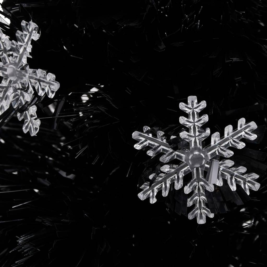 vidaXL Weihnachtsbaum mit LED-Schneeflocken Schwarz 64 cm Fiberoptik