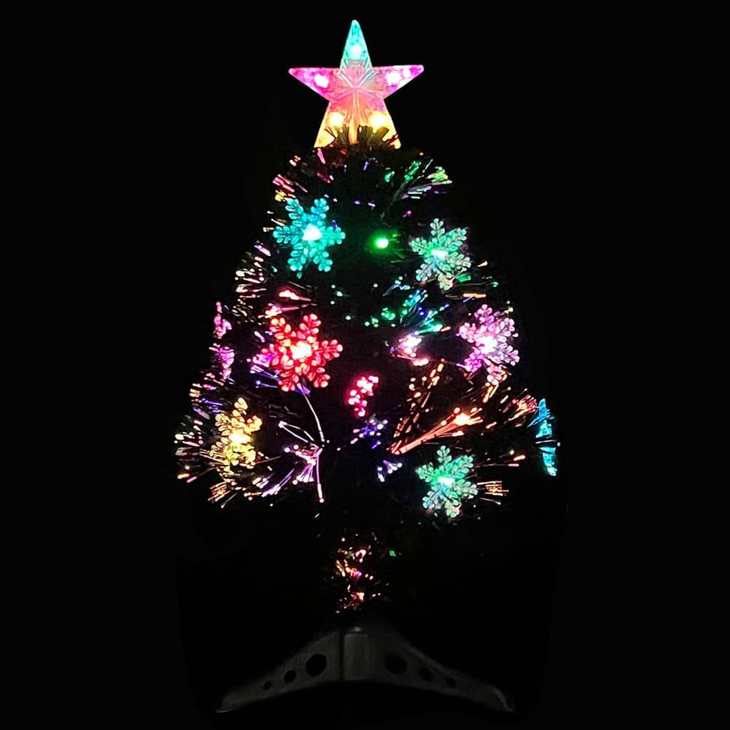 vidaXL Weihnachtsbaum mit LED-Schneeflocken Schwarz 64 cm Fiberoptik