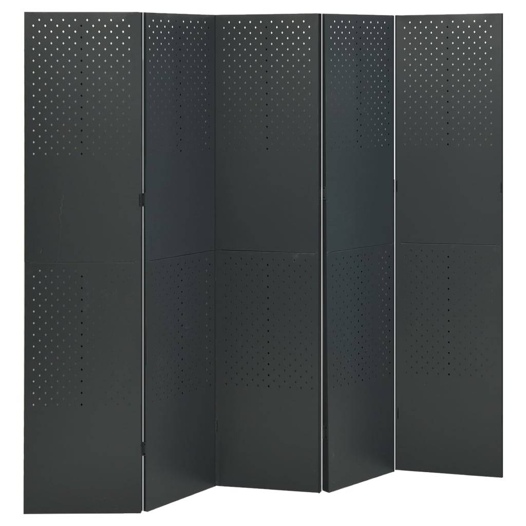 vidaXL 5-tlg. Raumteiler 2 Stk. Anthrazit 200x180 cm Stahl