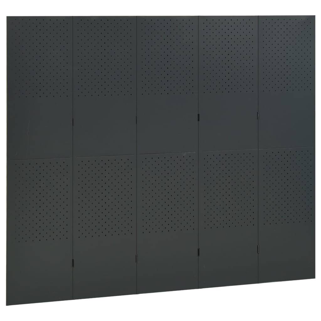 vidaXL 5-tlg. Raumteiler Anthrazit 200x180 cm Stahl