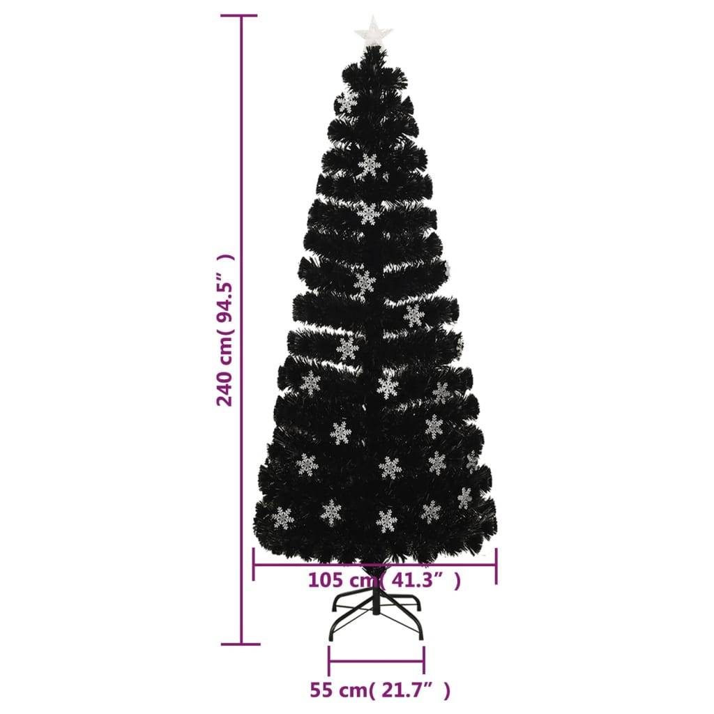 vidaXL Weihnachtsbaum mit LED-Schneeflocken Schwarz 240 cm Fiberoptik