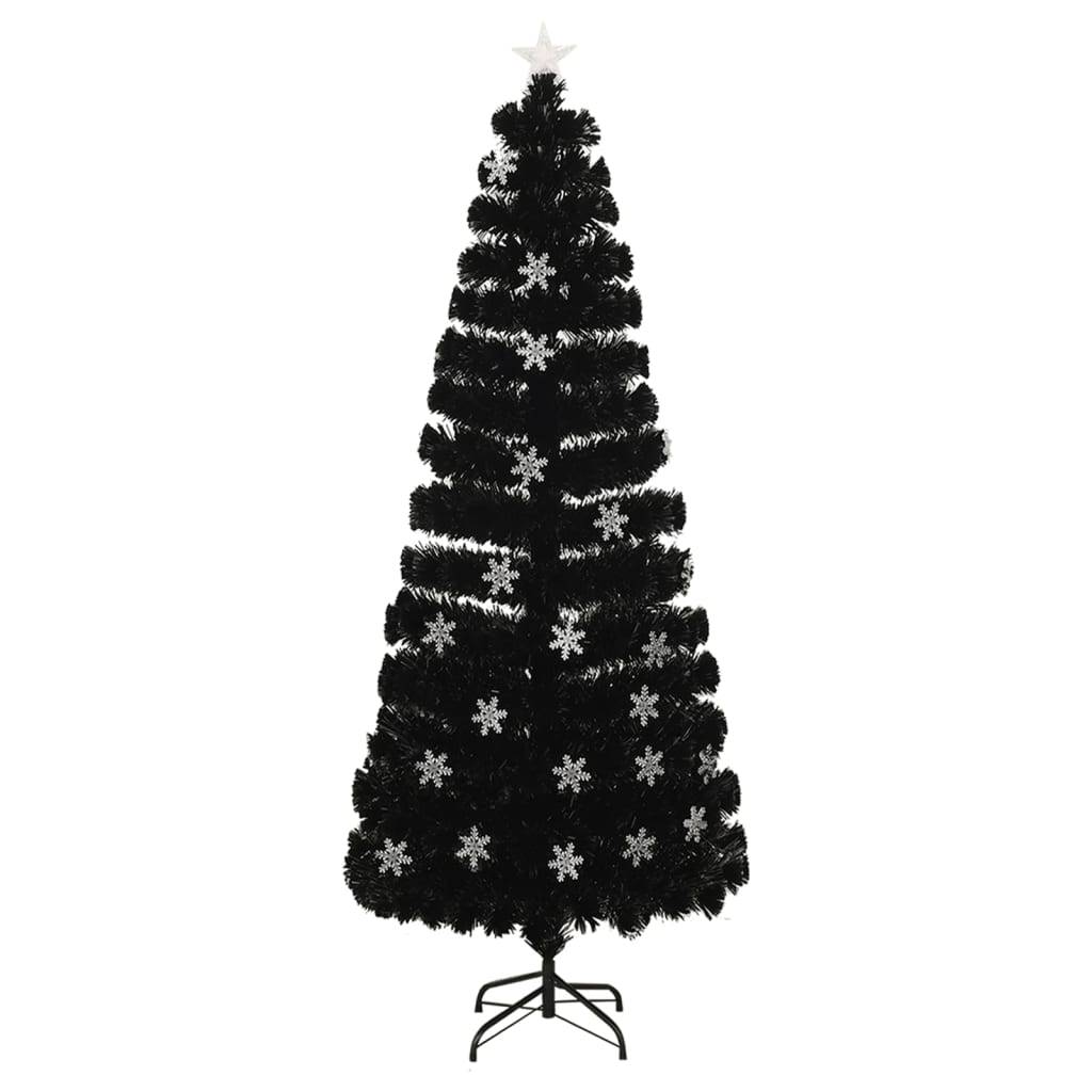 vidaXL Weihnachtsbaum mit LED-Schneeflocken Schwarz 240 cm Fiberoptik