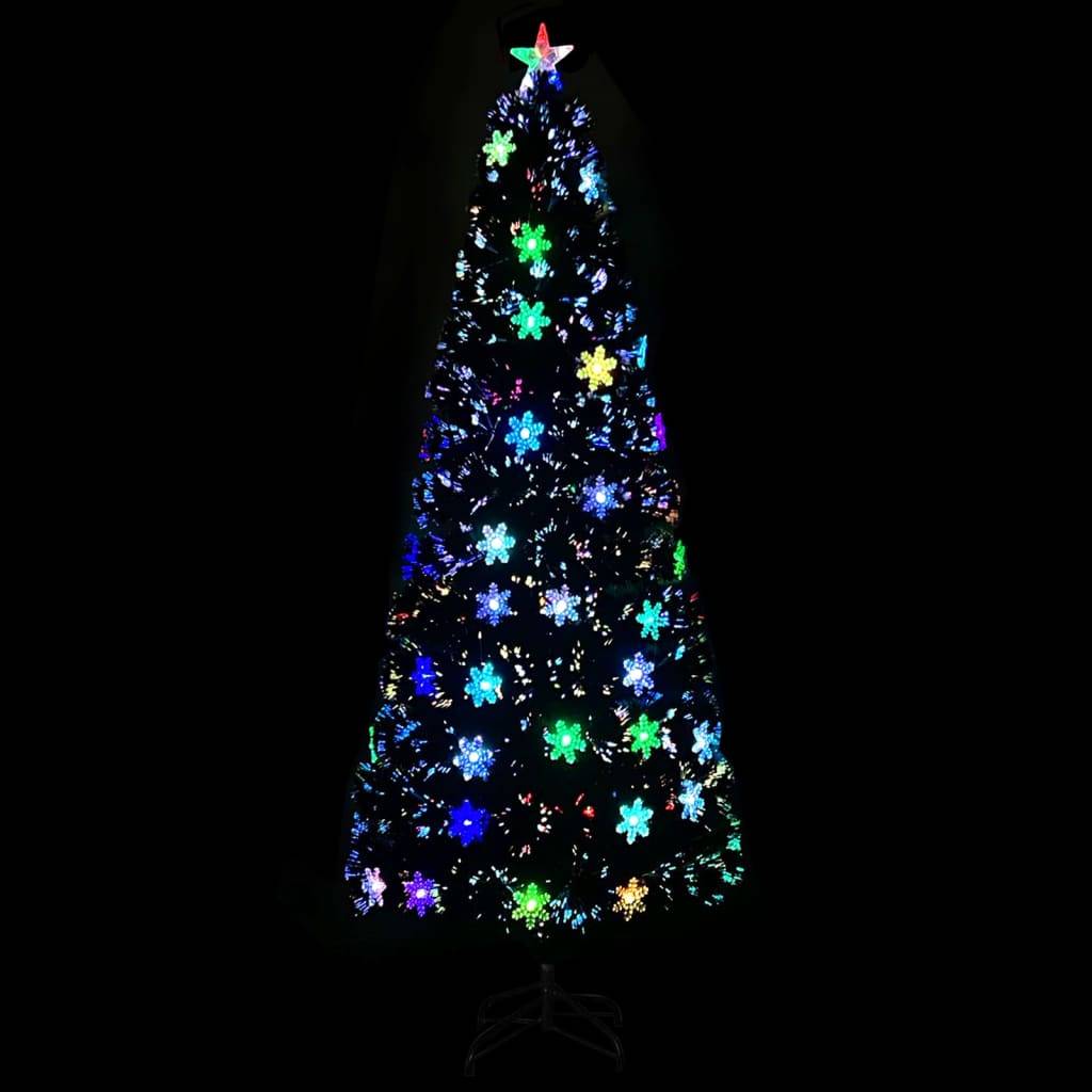 vidaXL Weihnachtsbaum mit LED-Schneeflocken Schwarz 240 cm Fiberoptik