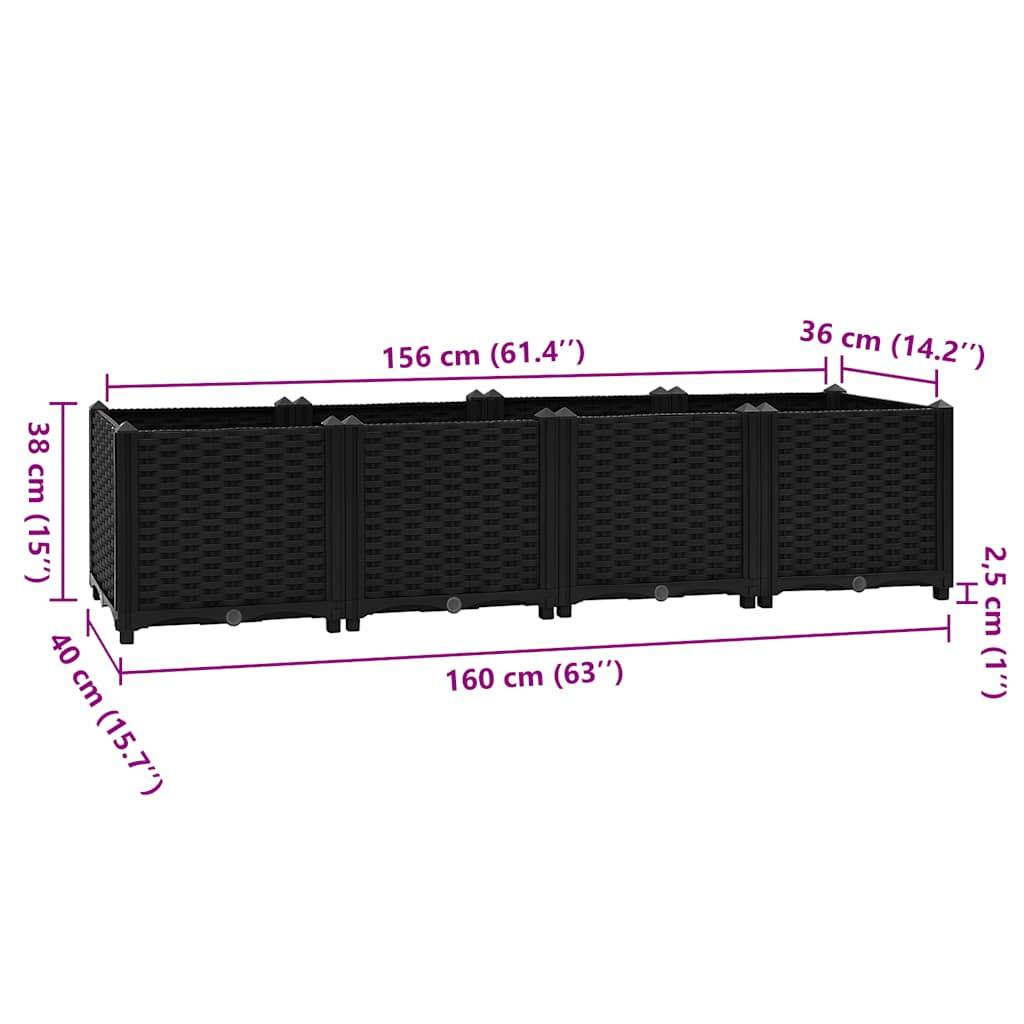 vidaXL Hochbeet 160x40x38 cm Polypropylen