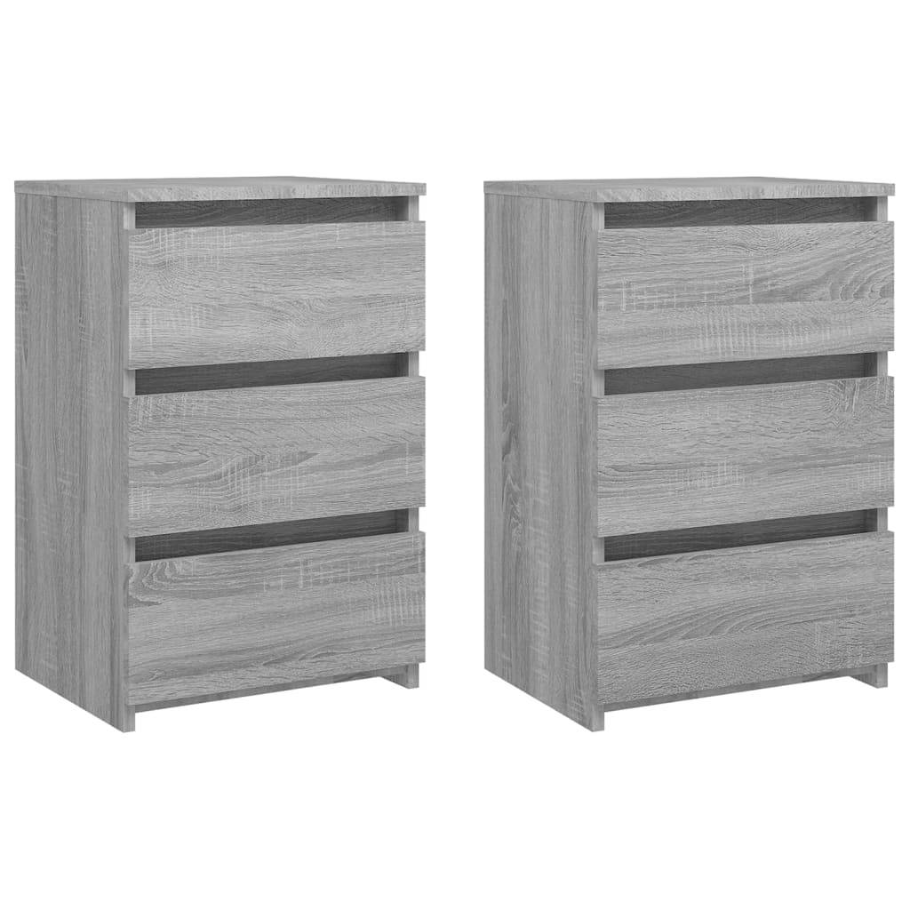 vidaXL Nachttische 2 Stk. Grau Sonoma 40x35x62,5 cm Holzwerkstoff