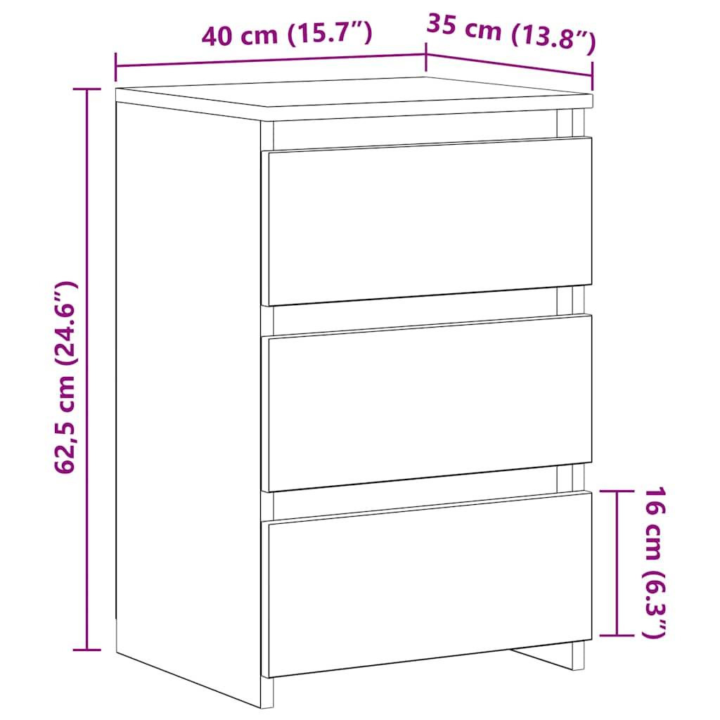 vidaXL Nachttische 2 Stk. Grau Sonoma 40x35x62,5 cm Holzwerkstoff