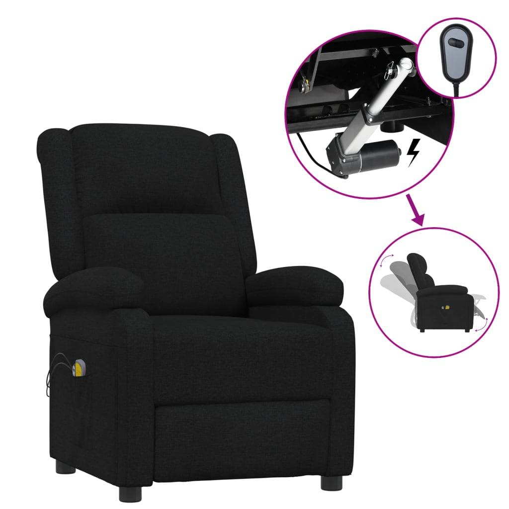 vidaXL Massagesessel Elektrisch Schwarz Stoff