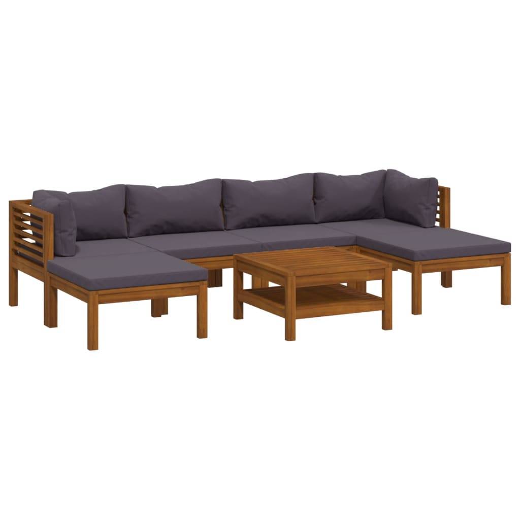 vidaXL 7-tlg. Garten-Lounge-Set mit Auflage Massivholz Akazie