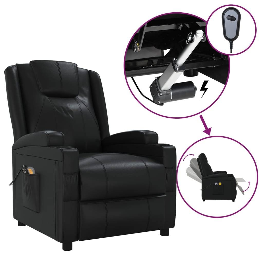 vidaXL Massagesessel Elektrisch Schwarz Kunstleder