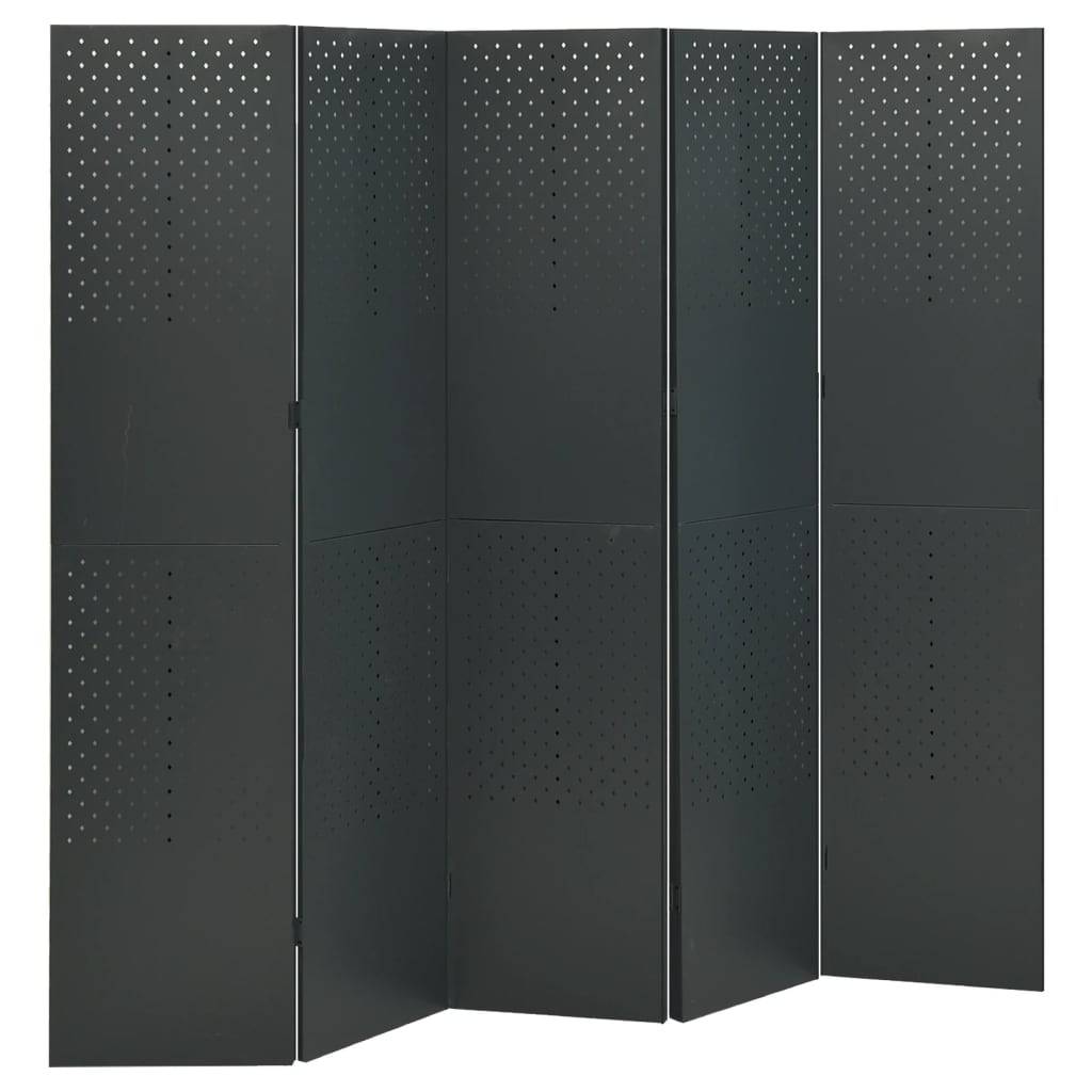 vidaXL 5-tlg. Raumteiler Anthrazit 200x180 cm Stahl