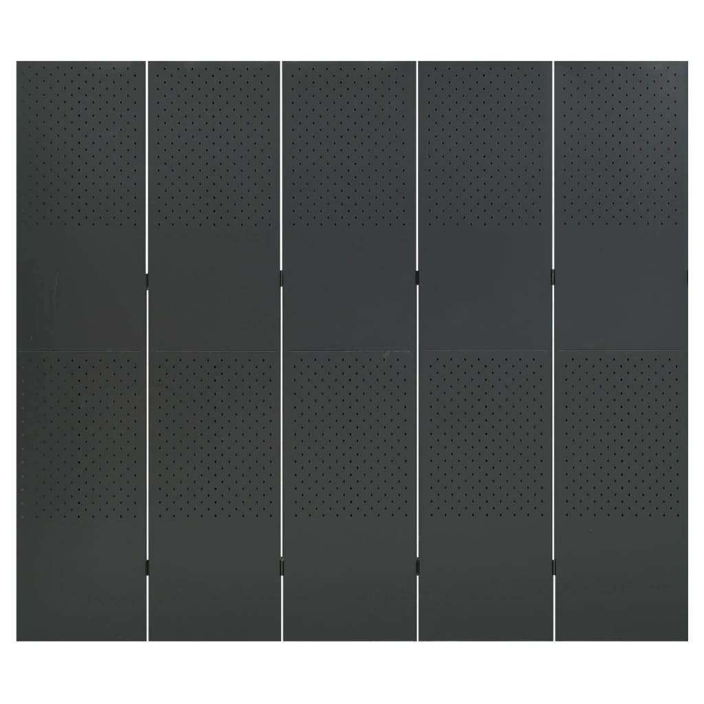 vidaXL 5-tlg. Raumteiler Anthrazit 200x180 cm Stahl