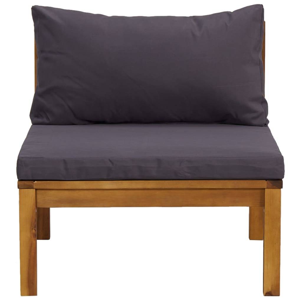 vidaXL 2-tlg. Sofa-Set mit Dunkelgrauen Kissen Akazie Massivholz