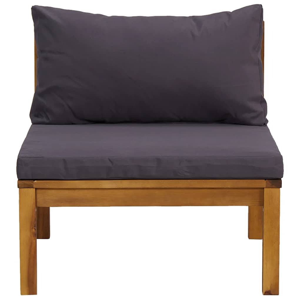 vidaXL 3-tlg. Garten-Lounge-Set mit Dunkelgrauen Kissen Akazienholz