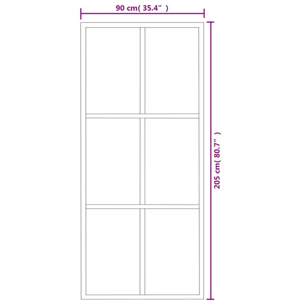 vidaXL Schiebetür ESG-Glas und Aluminium 90x205 cm Schwarz