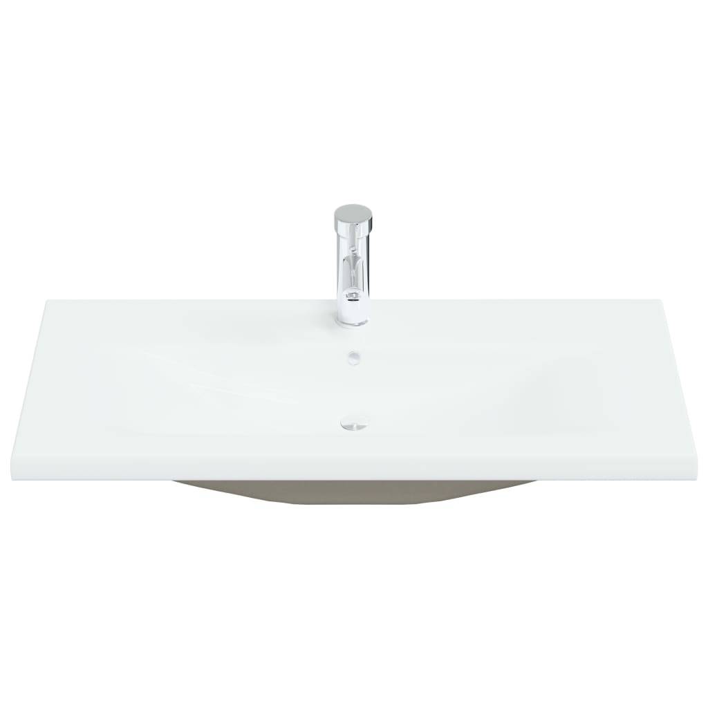 vidaXL Einbauwaschbecken mit Wasserhahn 91x39x18 cm Keramik Weiß