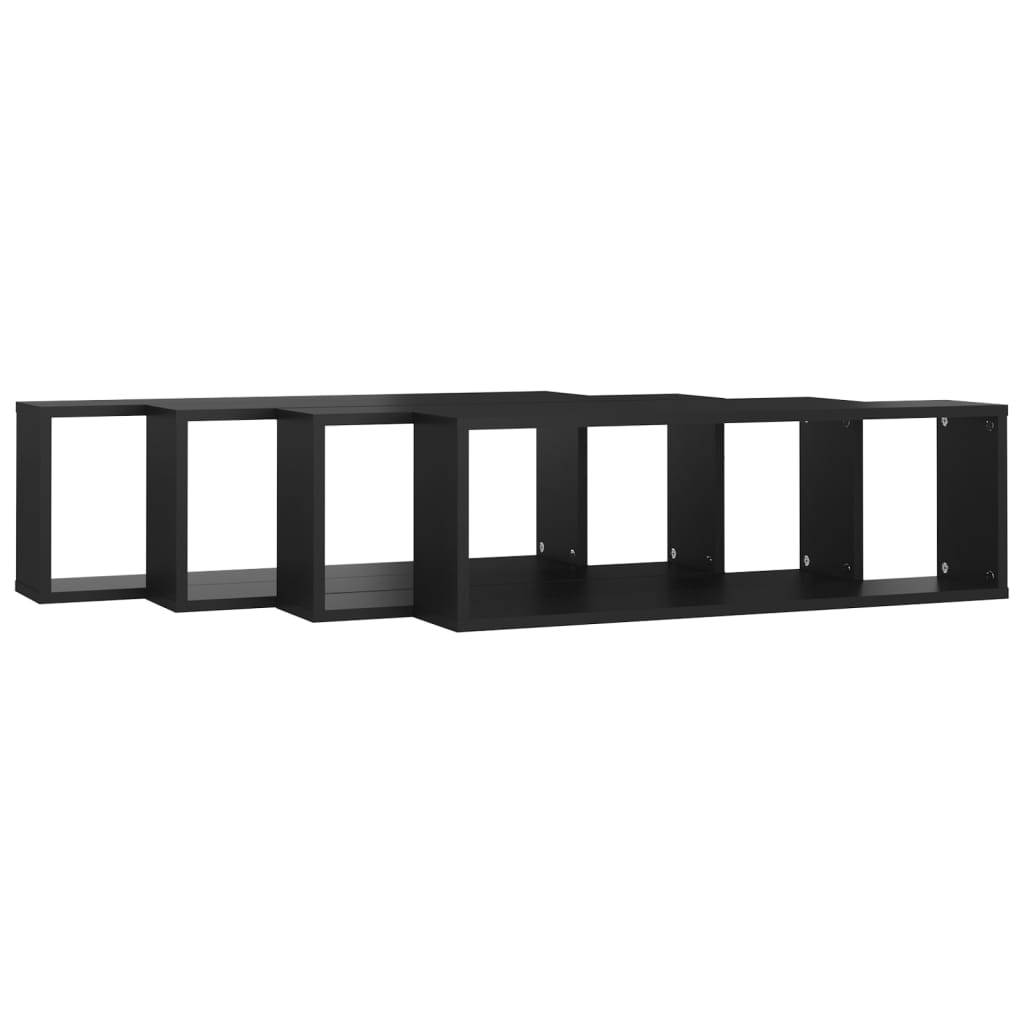 vidaXL Würfelregale 4 Stk. Schwarz 80x15x26,5 cm Holzwerkstoff