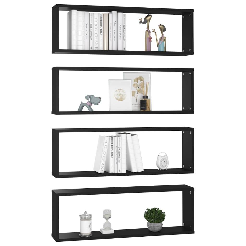 vidaXL Würfelregale 4 Stk. Schwarz 80x15x26,5 cm Holzwerkstoff