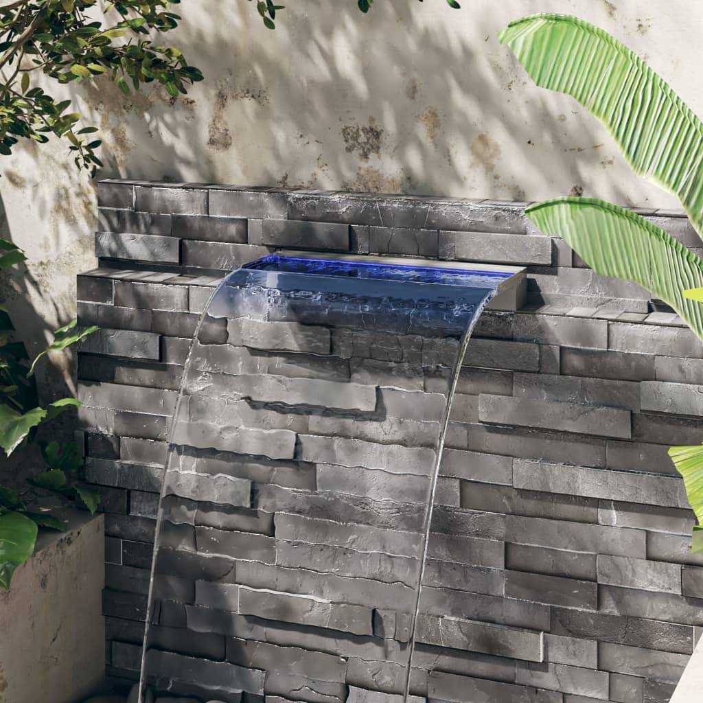 vidaXL Wasserfall-Element mit RGB LEDs Edelstahl 60 cm