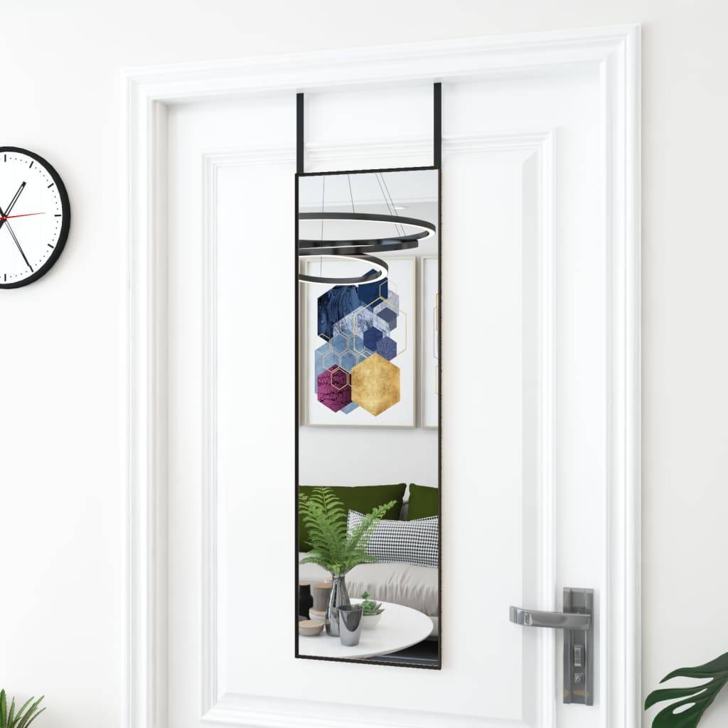 vidaXL Türspiegel Schwarz 30x100 cm Glas und Aluminium