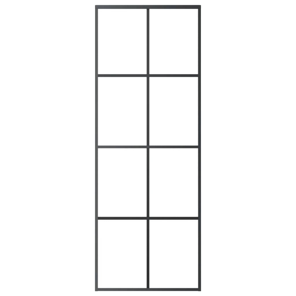 vidaXL Schiebetür Schwarz 76x205 cm ESG Glas und Aluminium