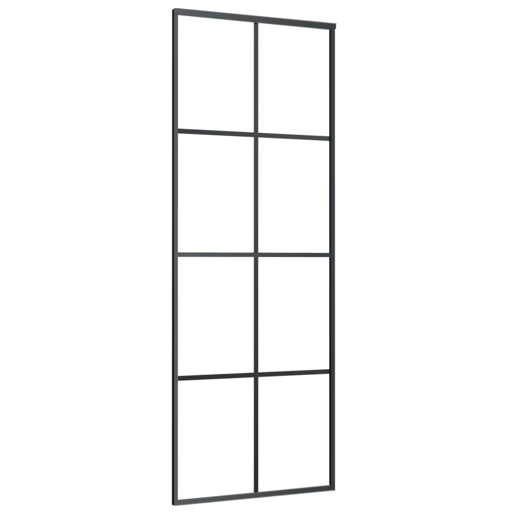 vidaXL Schiebetür Schwarz 76x205 cm ESG Glas und Aluminium