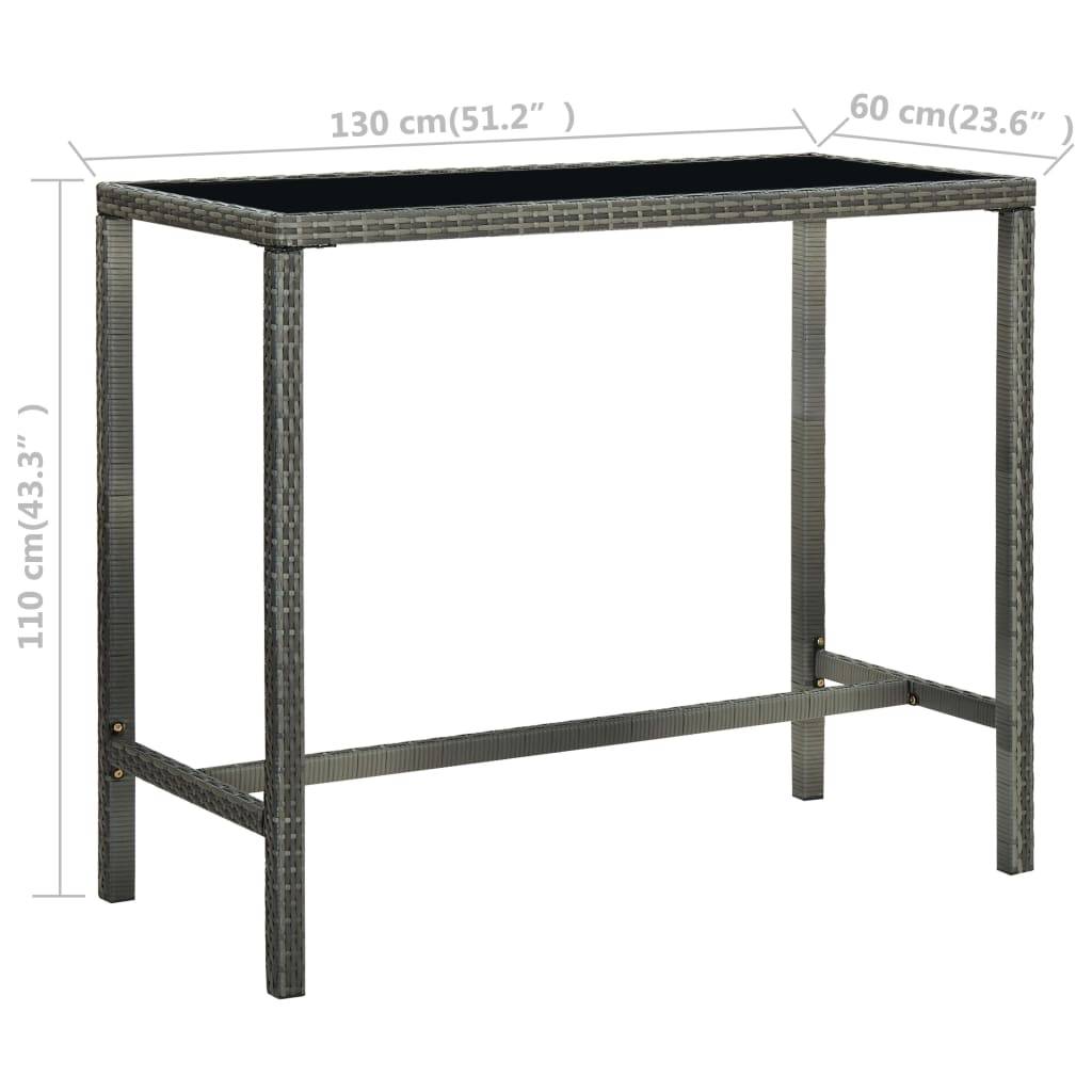 vidaXL 5-tlg. Gartenbar-Set mit Kissen Poly Rattan Grau