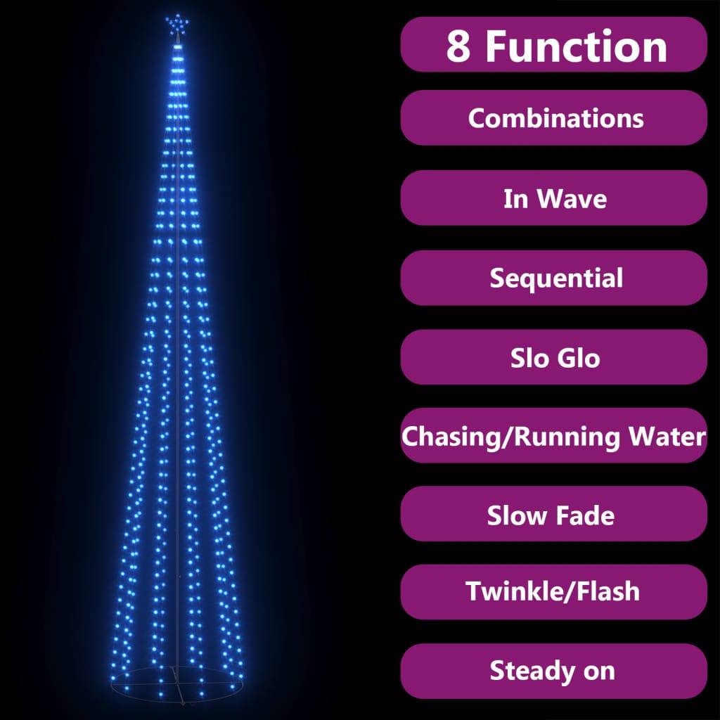 vidaXL Weihnachtsbaum Kegelform 752 LEDs Deko Blau 160x500 cm