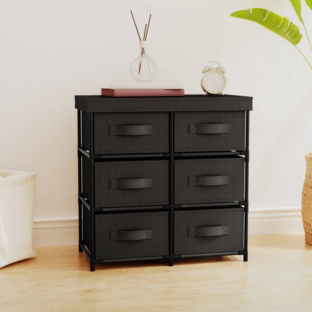 vidaXL Aufbewahrungsschrank mit 6 Schubladen 55×29×55 cm Schwarz Stahl