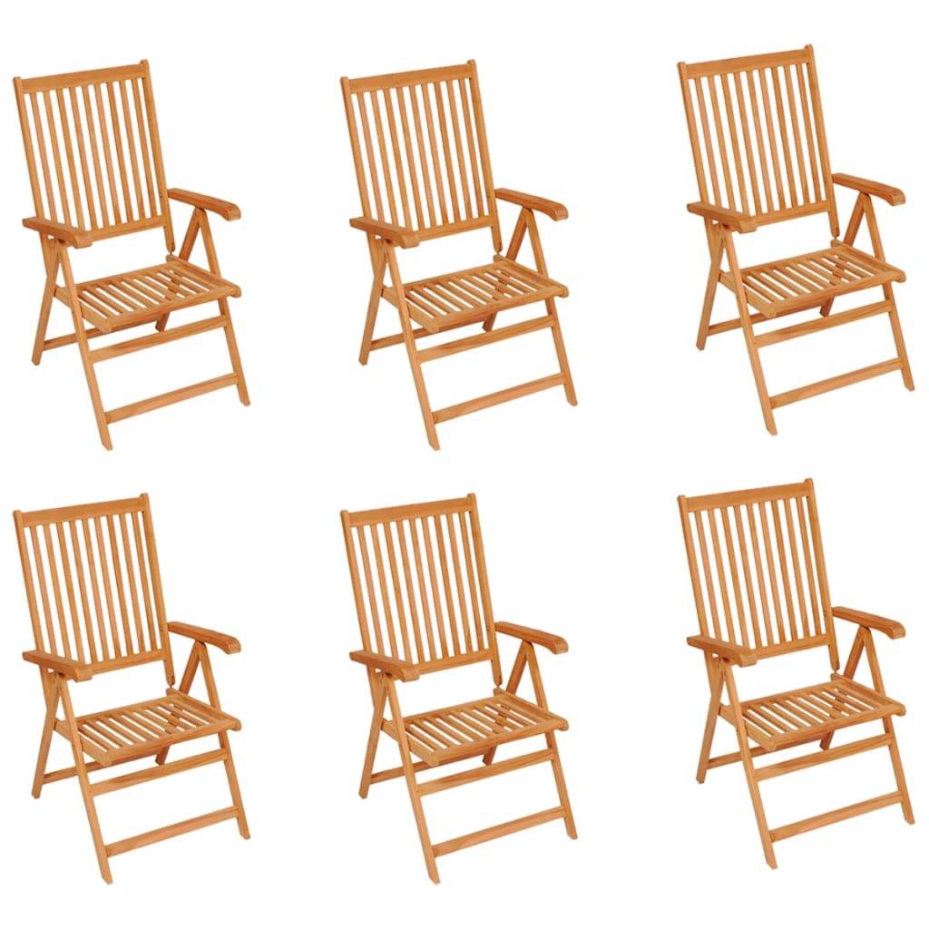 vidaXL Gartenstühle 6 Stk. mit Grünen Kissen Massivholz Teak